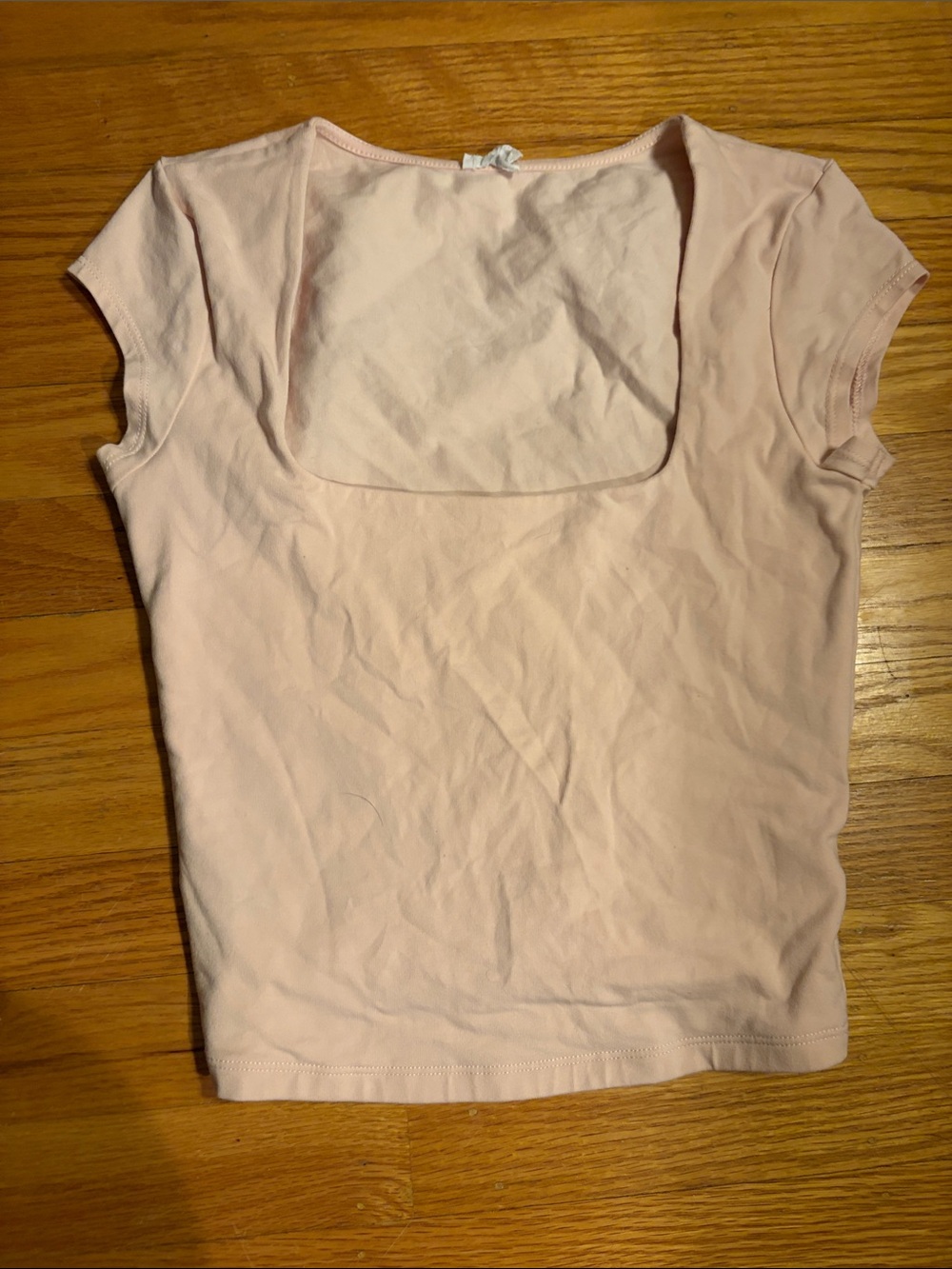 Garage cropped baby pink square neck top